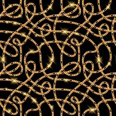 Glowing golden serpentine chains on black