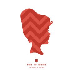 Vector colorful ikat chevron girl portrait silhouette pattern frame