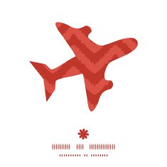 Vector colorful ikat chevron airplane silhouette pattern frame