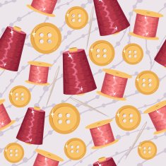 Seamless sewing background with knits buttons and needles N3