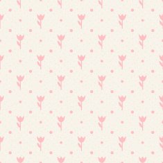 Pink flowers and dots on beige background