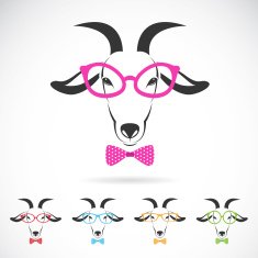 Vector images of a goat wearing glasses on white background