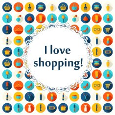 Beauty fashion sale shopping seamless background with flat icons