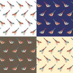 Set of patterns with birds