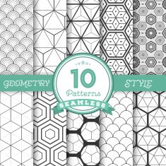 Set of 10 Vector Seamless Geometric Lines Pattern Backgrounds fo N2