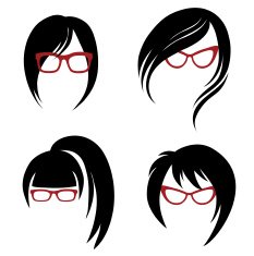 Vector set of trendy hair styling for woman