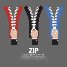 Zip With Hand Collection Vector Illustration