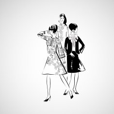 Vector sketch girls in fashion clothes eps N41