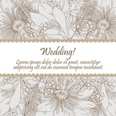 Wedding card with seamless pattern of lily flowers