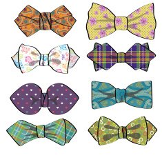 Several colored bow tie with simple pattern Set