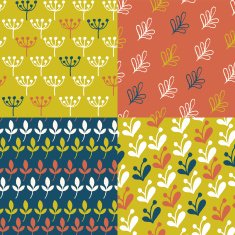 Simple Hand Drawing Floral Patterns Set