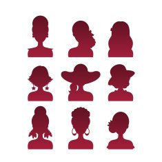 Set of Icons with Various Women Fashion Styles