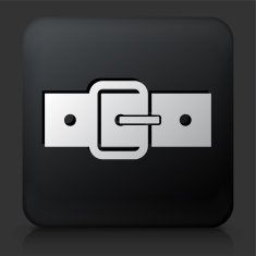 Black Square Button with Belt Icon