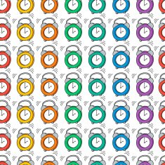Seamless pattern with the alarm clock Time background N2