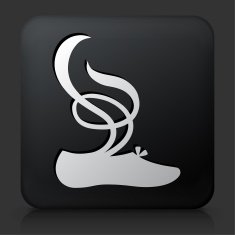 Black Square Button with Smelly Shoe Icon