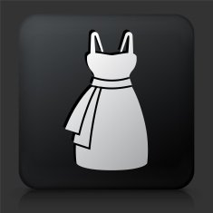 Black Square Button with Dress Icon N5