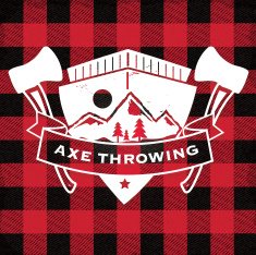 Red flannel Axe Throwing label crest or badge design template