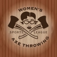 Red flannel Female Axe Throwing label crest or badge design