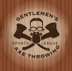 Red flannel gentlemens Axe Throwing label crest or badge design N2