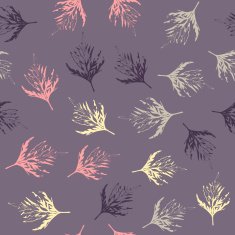 Seamless pattern with leaves on light purple background