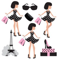 Girl in Paris vector illustration