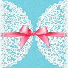 Blue lacy vector wedding card template