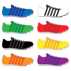 Running Shoes with Spikes and Stripes in Different Colours