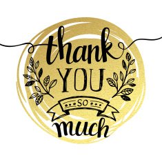 Thank you hand lettering on splash golden textured background N2