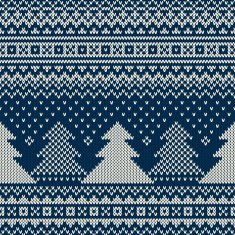 Winter Holiday Seamless Knitted Pattern with Christmas Trees