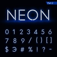 Blue glowing font from a Neon tube Vector part 2