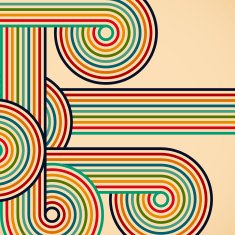 Abstract digital circles retro background