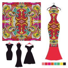 Dress silhouette with tribal seamless pattern Fashion