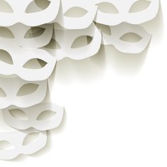 Venice carnival mask in the corner paper white N4