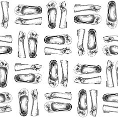 Seamless pattern with hand drawn shoes
