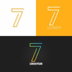 Number seven 7 logo design icon set background N2