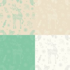 Vector Christmas Subtle Doodles Seamless Background Set N5
