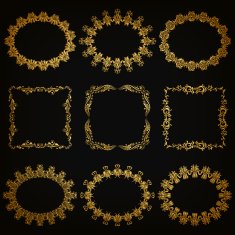 Vector set of gold decorative borders frame N10