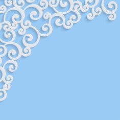 Vector Blue 3d Vintage Invitation Card with Swirl Damask Pattern