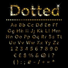 Gold dotted metal alphabet set letters numbers and signs