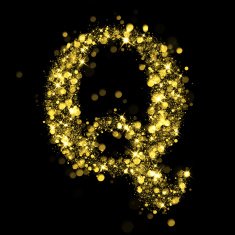 Sparkling letter Q of glittering stars bokeh