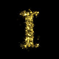 Sparkling letter I of glittering stars bokeh