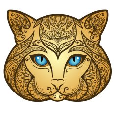 Vector Gold Abstract Cat Illustration N2