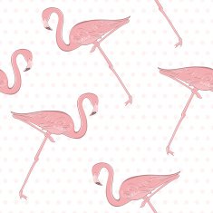 Seamless pattern with pink flamingos