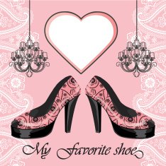 Women's high heel shoe label chandeliers Paisley border