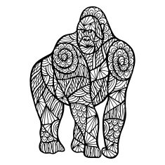 Stylized monkey zentangle N2