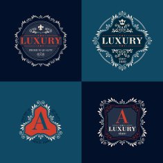 Luxury logo template ornament labels set N2
