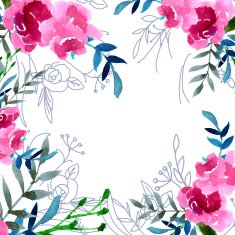 Wildflowers blooming delicate flowers background painted watercolors N12