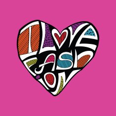 Fashion Typography Design Silhouette of hearts from words