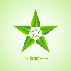Abstract vector design element star with green spring leafs