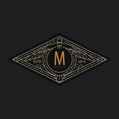 luxury golden linear monogram minimal geometric vintage hipster N4